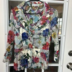 Passion Concept Y2K Sheer Floral and Butterfly Mesh Jacket Size Medium